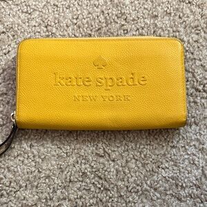 kate spade Embossed Logo Yellow Zip Wallet